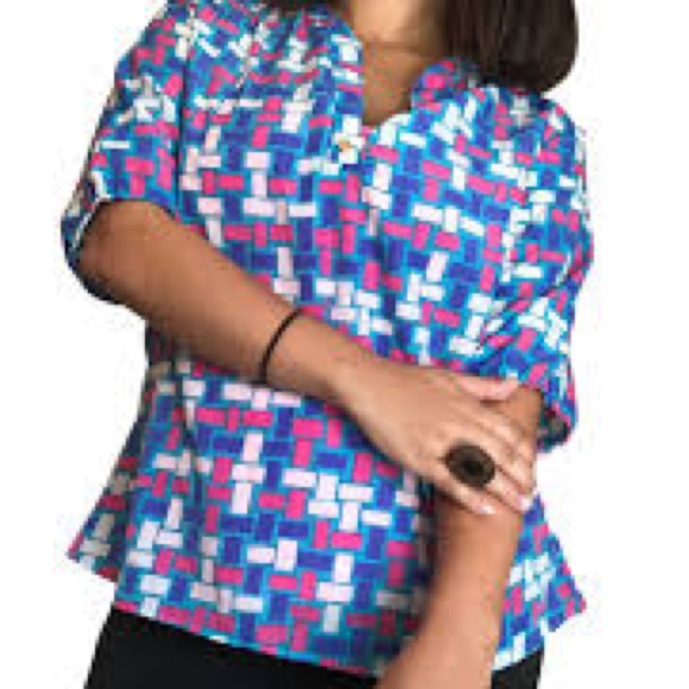 (XL) Colorful Geometric Pattern Top